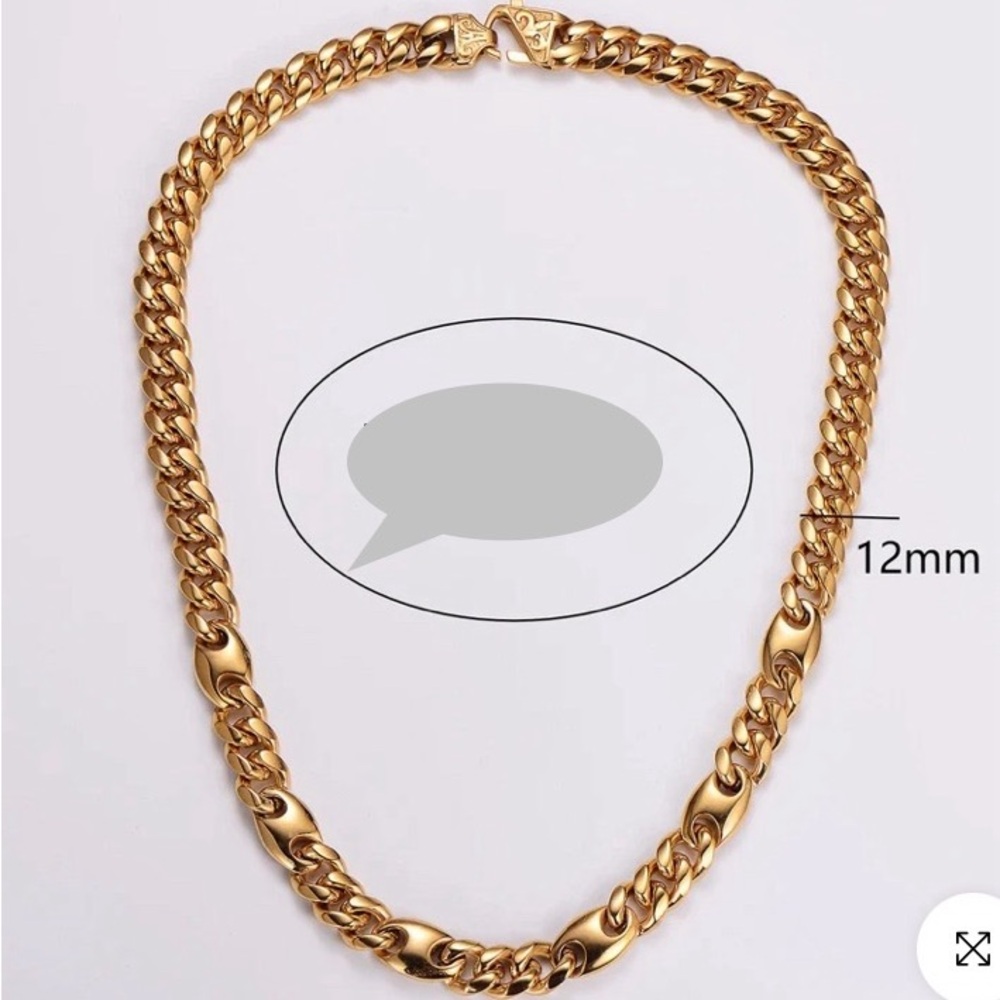Men’s 12mm Miami Cuban & Gucci Mixed Link Chain 14K Gold Plated Necklace